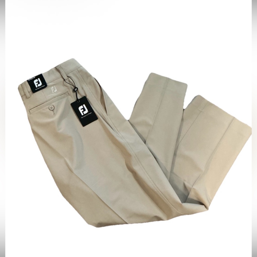 New FJ FootJoy Khaki Performance Golf Chinos Beige NWT W 35/30 business casual